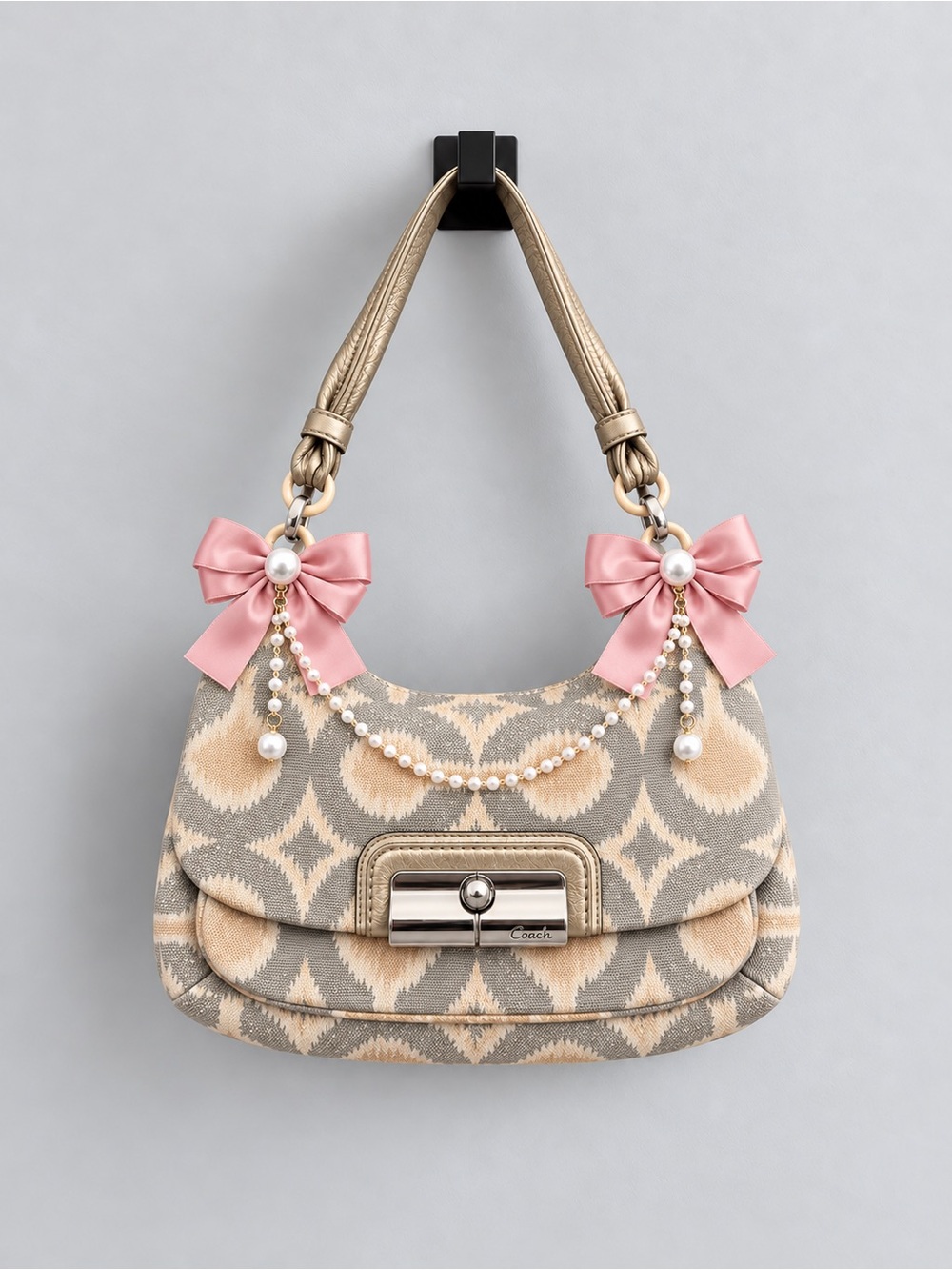 Coach Kristin Shimmer Ikat Op Art Signature Small Hippie Hobo Bag Style 17083